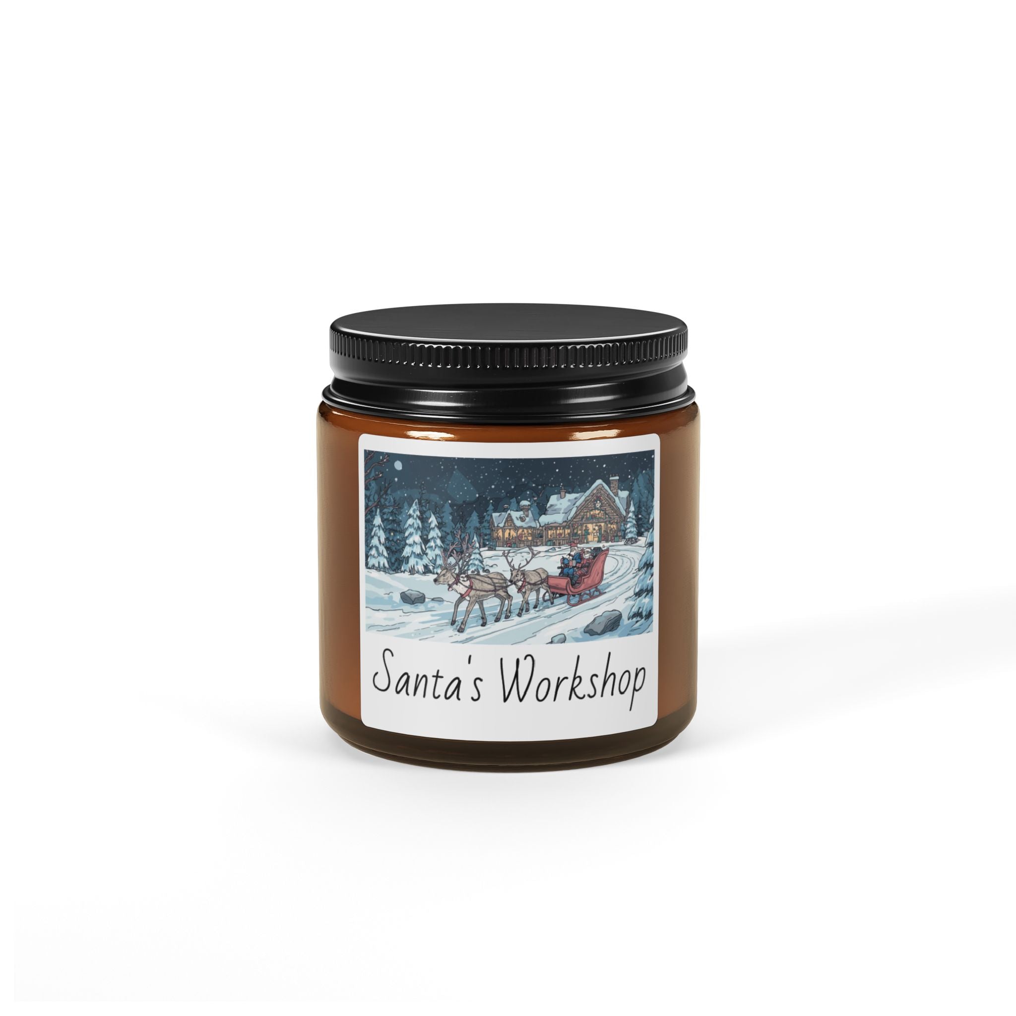 Santa's Workshop Soy Candle — Amber Jar Holiday Scent