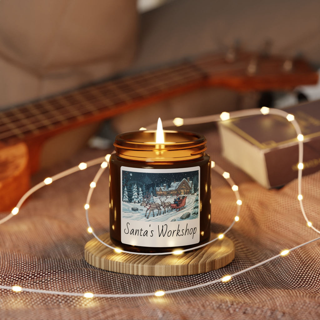 Santa's Workshop Soy Candle — Amber Jar Holiday Scent