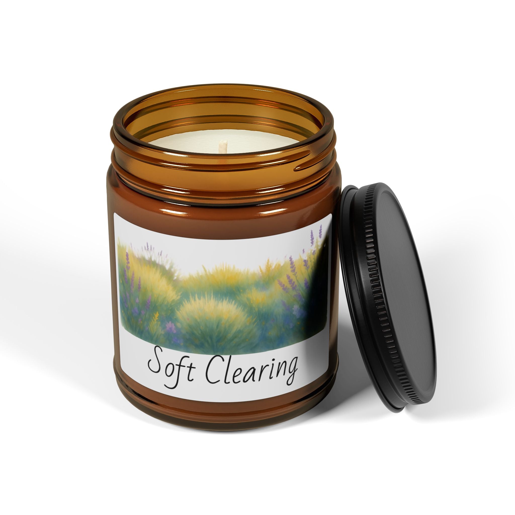 Soft Clearing Scented Soy Candle — Amber Jar Aromatherapy
