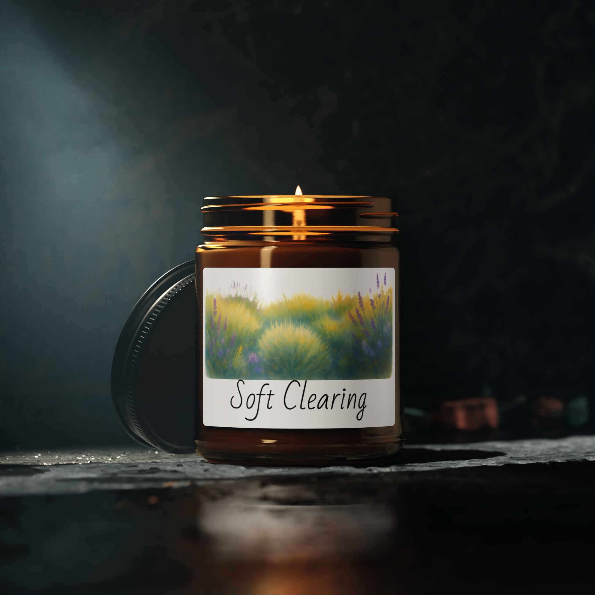 Soft Clearing Scented Soy Candle — Amber Jar Aromatherapy