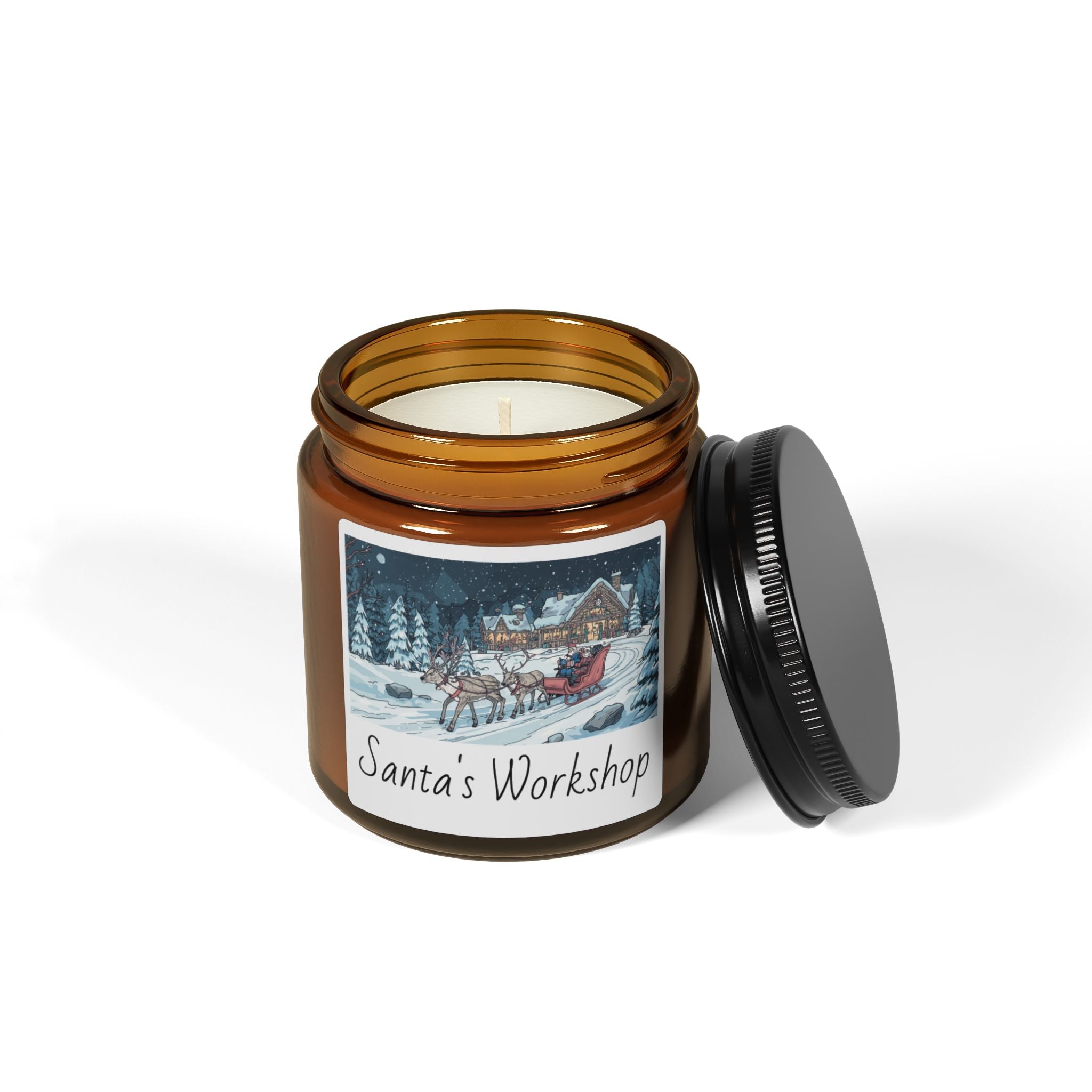 Santa's Workshop Soy Candle — Amber Jar Holiday Scent