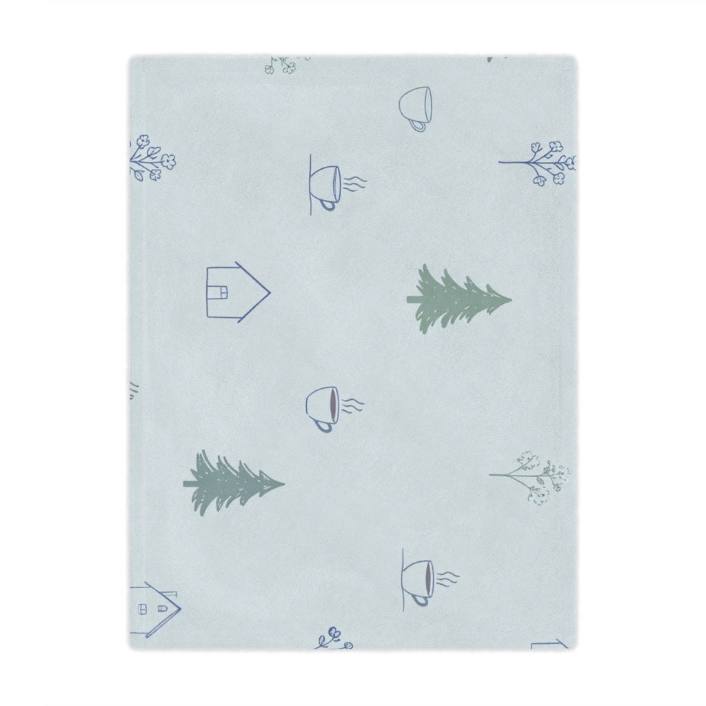 Cozy Cabin Minky Blanket – Soft Winter Trees & Hot Cocoa Throw