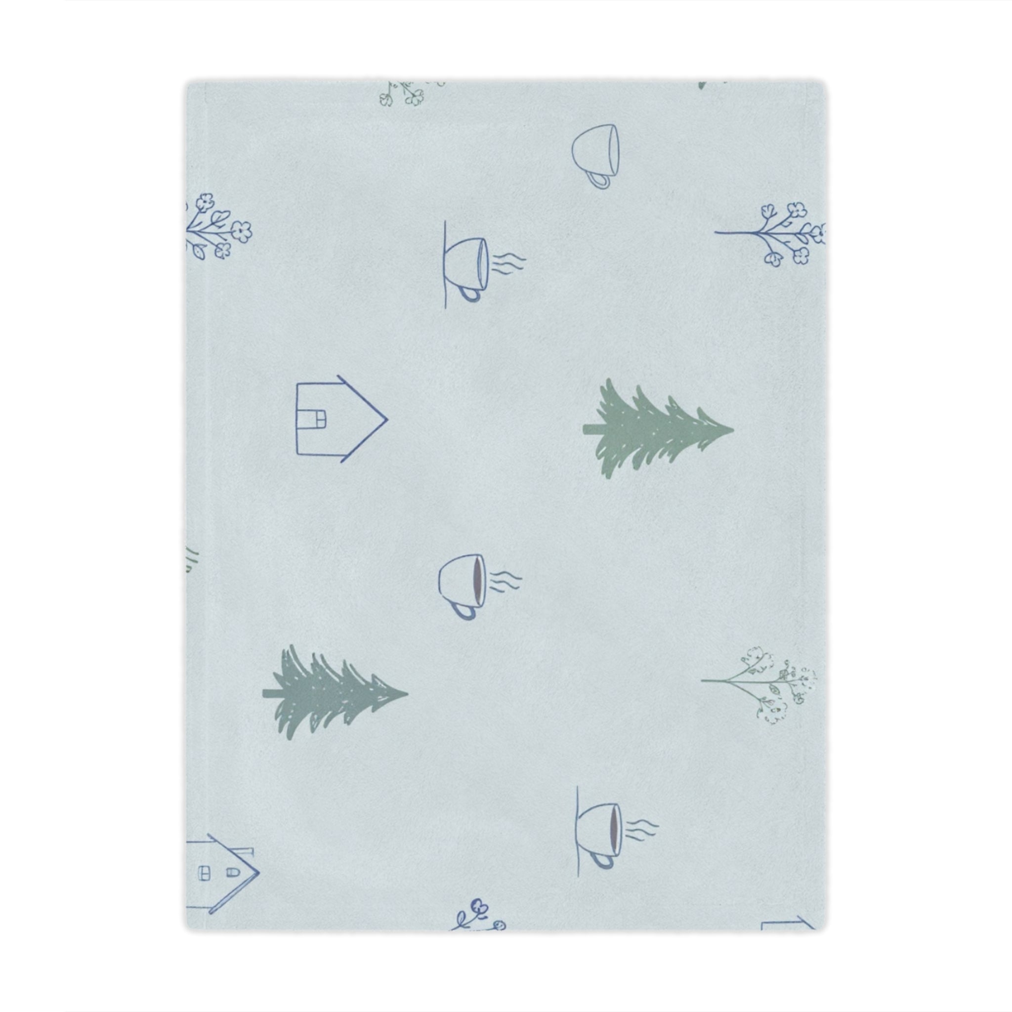 Cozy Cabin Minky Blanket – Soft Winter Trees & Hot Cocoa Throw