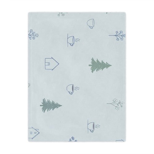 Cozy Cabin Minky Blanket – Soft Winter Trees & Hot Cocoa Throw